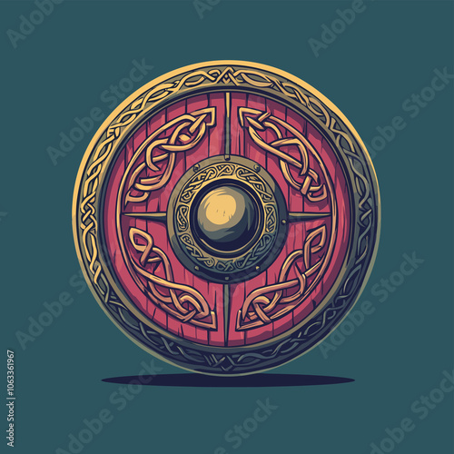 Cute Celtic Warrior Shield with Fine Knotwork and Borders