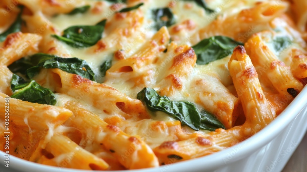 Baked penne pasta with spinach and cheese - delicious comfort food for dinner ideas Baked penne pasta with spinach and cheese - delicious comfort food for dinner ideas