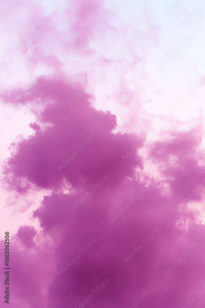 Fototapeta premium Dreamy Pastel Purple Cloudscape, Sunset Sky with Soft, Ethereal Clouds and a Romantic Atmosphere