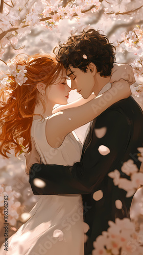 Wallpaper Mural Romantic Anime Hug: Kawaii Couple with Cozy Lofi Vibes Torontodigital.ca