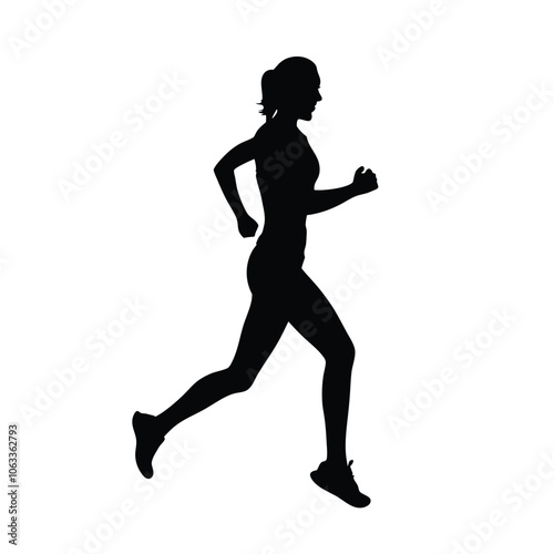 a woman running vector silhouette isolated white background