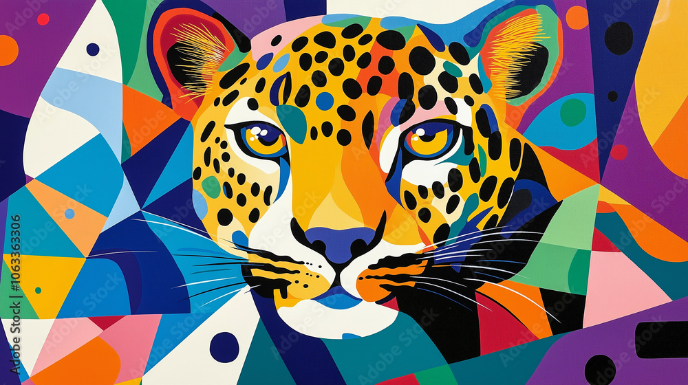 Vibrant Pop-Art Leopard with Bright Eyes Vibrant Pop-Art Leopard with Bright Eyes