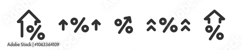 Percentage up icon. Percent arrow growth. Discount cost. Price increase