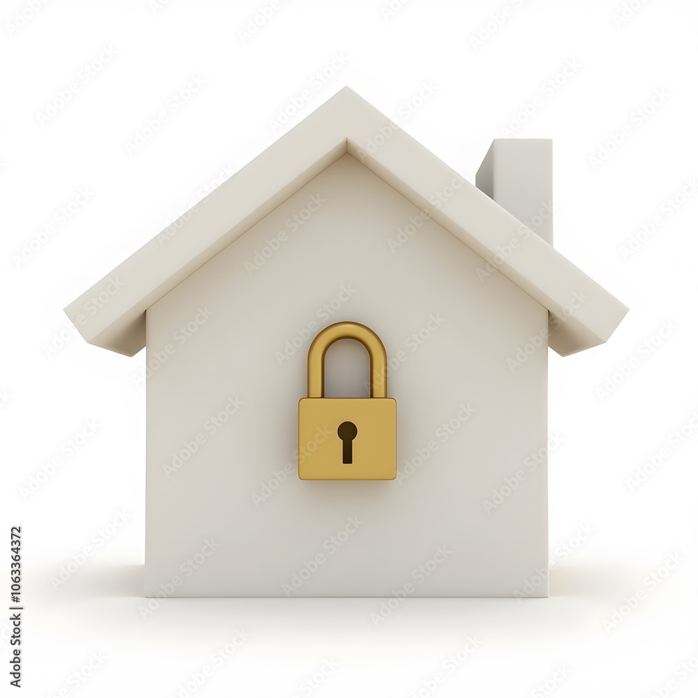 House Security Icon with Padlock Isolated on White Background House Security Icon with Padlock Isolated on White Background