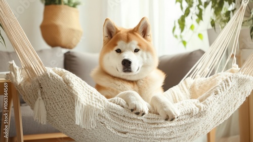 Dog Relaxing in a Hammock photo