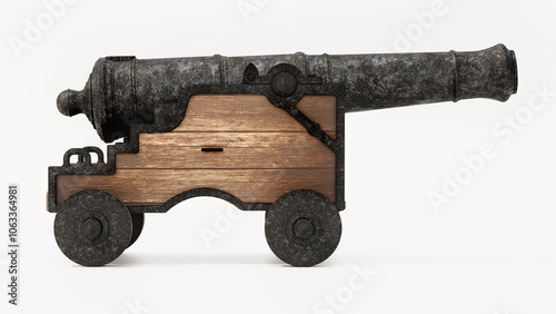 Vintage cannon isolated on white background. 3D illustration