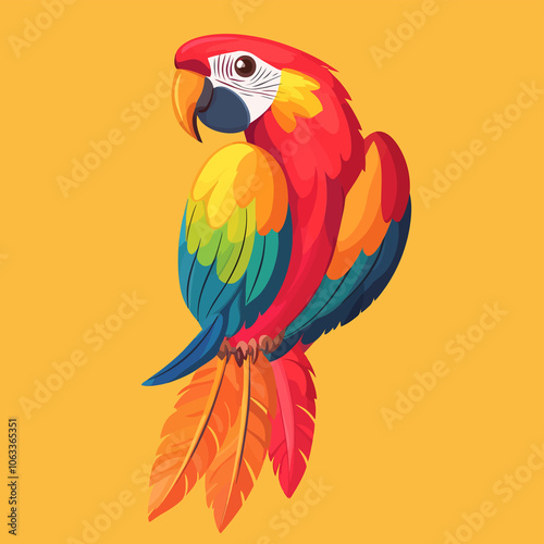 Cute Colorful Parrot Feather Pattern with Fine Details