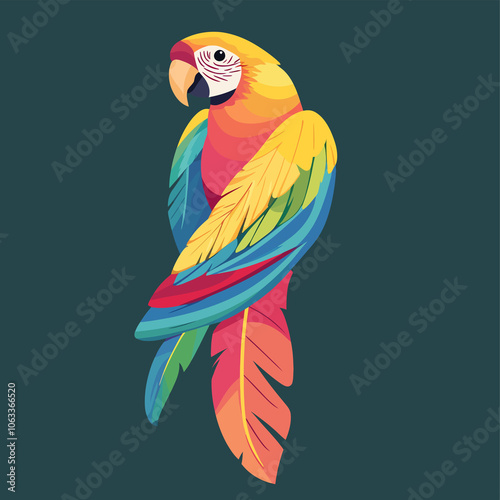 Cute Colorful Parrot Feather Pattern with Fine Details