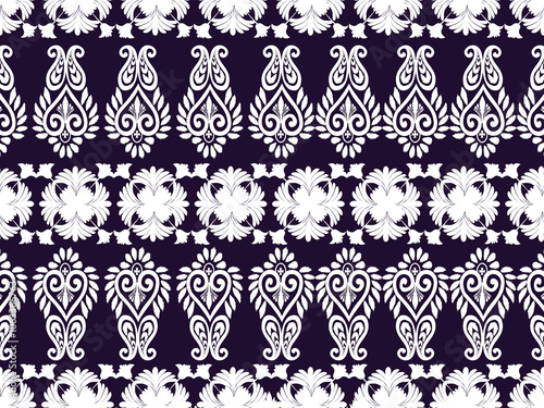 Oreintal Flora Damask Seamless pattern embroidery, Indian style. art ornament print.Design for carpet, cover.wallpaper, wrapping, fabric, clothing photo