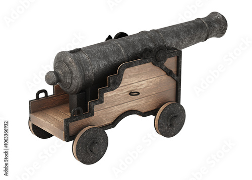 Vintage cannon isolated on transparent background. 3D illustration