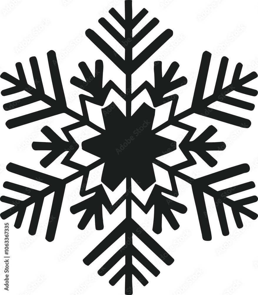 Intricate Snowflake Vector Silhouette - Detailed Winter Icon for Seasonal Design Projects Intricate Snowflake Vector Silhouette - Detailed Winter Icon for Seasonal Design Projects