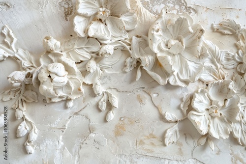 Elegant floral relief design for interior decor and art projects