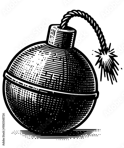 bomb with burning fuse