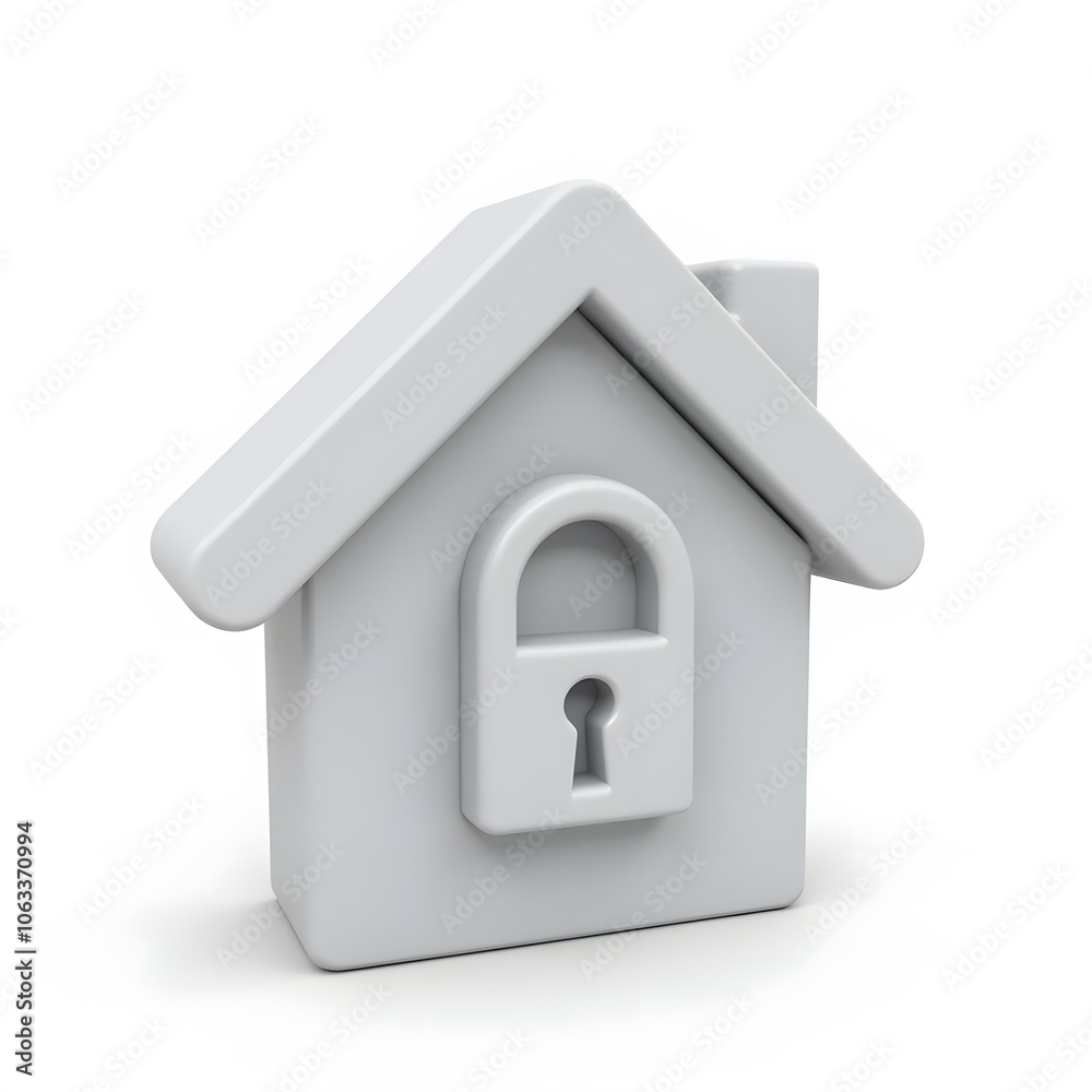 House Security Icon with Padlock Isolated on White Background House Security Icon with Padlock Isolated on White Background