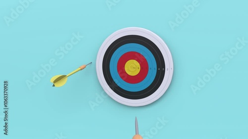 business goal Aim target arrows hitting the target success business concept 3d animation with alpha channel