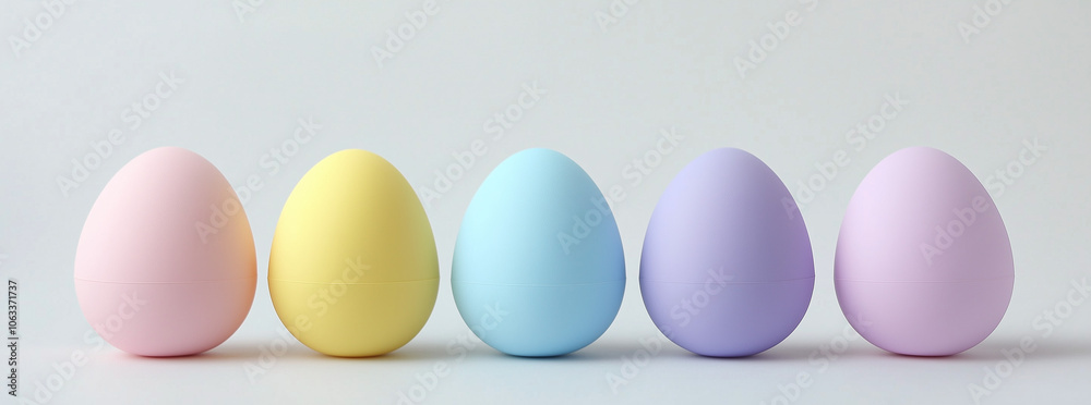 Pastel Easter eggs in minimalist design. Easter concept in pastel colors. Pastel Easter eggs in minimalist design. Easter concept in pastel colors.