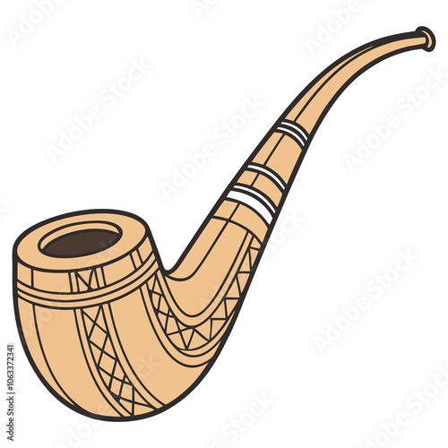 Wooden Smoking Pipe Isolated on White Background for Vintage Style and Tobacco Enjoyment.