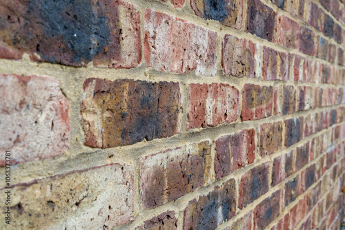 Weathered Red Brick Wall with Distressed Texture
