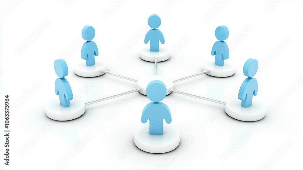 Connection Concept with Blue Figures on White Background Connection Concept with Blue Figures on White Background