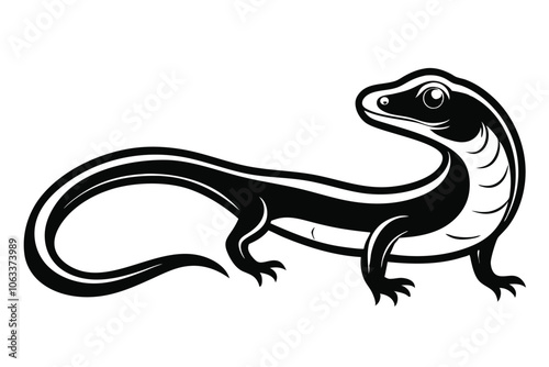 Black color Glass Lizard design on white background