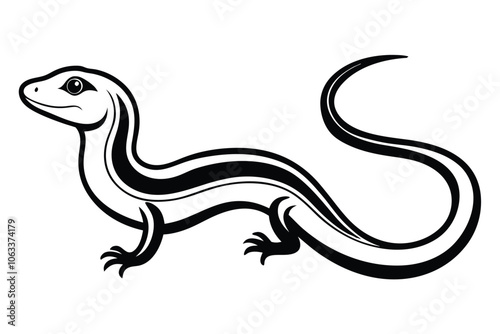 Black color Glass Lizard design on white background