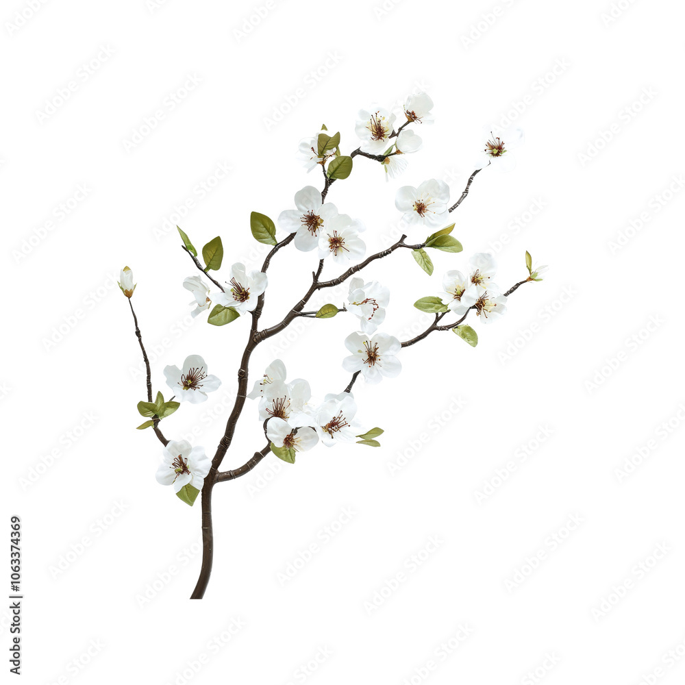 Delicate White Cherry Blossom Branch Isolated on Black Delicate White Cherry Blossom Branch Isolated on Black