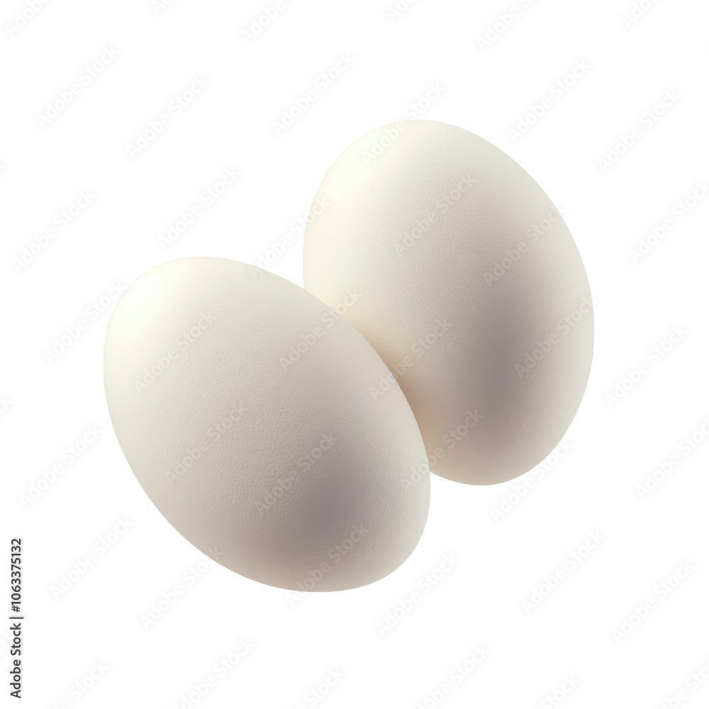 Two White Eggs Isolated on White Background Two White Eggs Isolated on White Background
