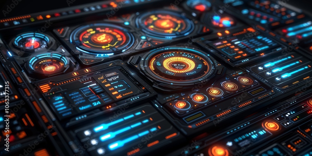 Obraz premium A vibrant and interactive global supply chain management interface featuring real-time analytics and customizable dashboards for enhanced operational efficiency