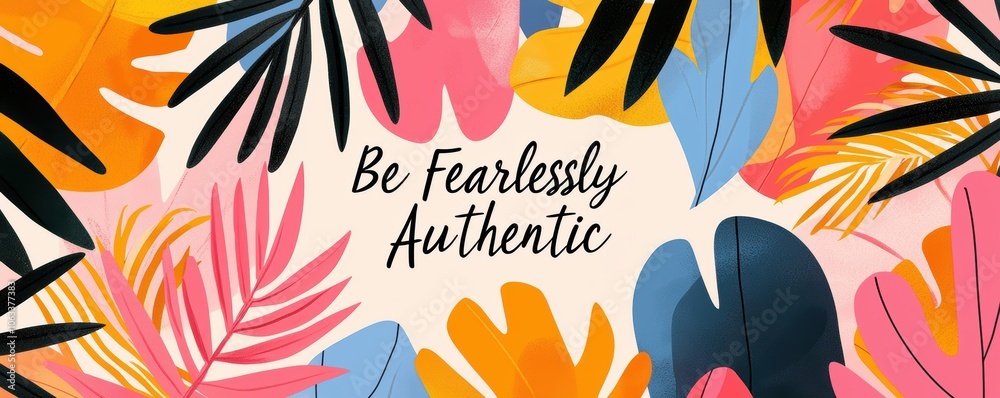 Concept of a motivational quote for a positive mindset affirmation. A vibrant design featuring colorful leaves and the inspiring phrase Concept of a motivational quote for a positive mindset affirmation. A vibrant design featuring colorful leaves and the inspiring phrase