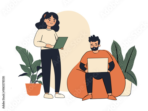 business meeting with businessman businesswoman with report office coworker conference workplace vector illustration small office casual