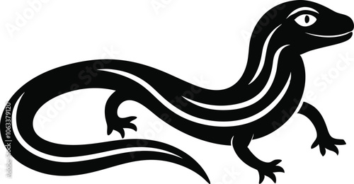 Black color Glass Lizard design on white background