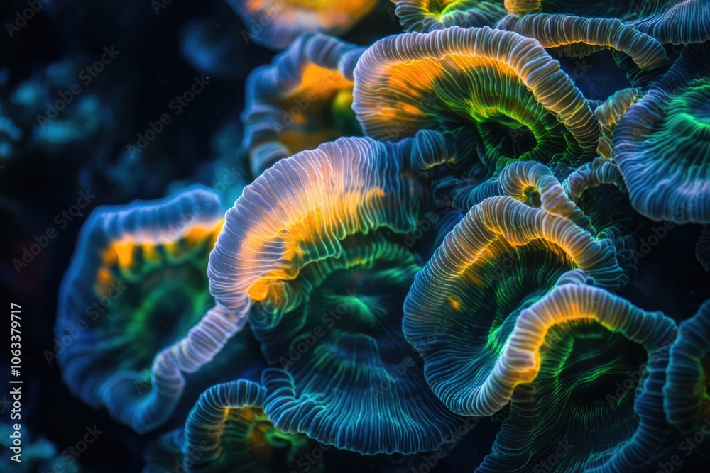 Fototapeta premium A detailed view of green and yellow coral