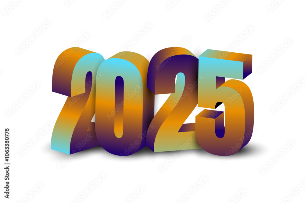 2025 New Year 3D Isolated Background. 2025 New Year 3D Isolated Background.