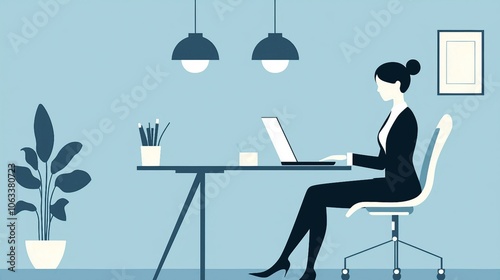 Business Woman Working in Modern Office Environment