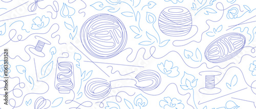 Linen plant Balls of thread Knitting line pattern