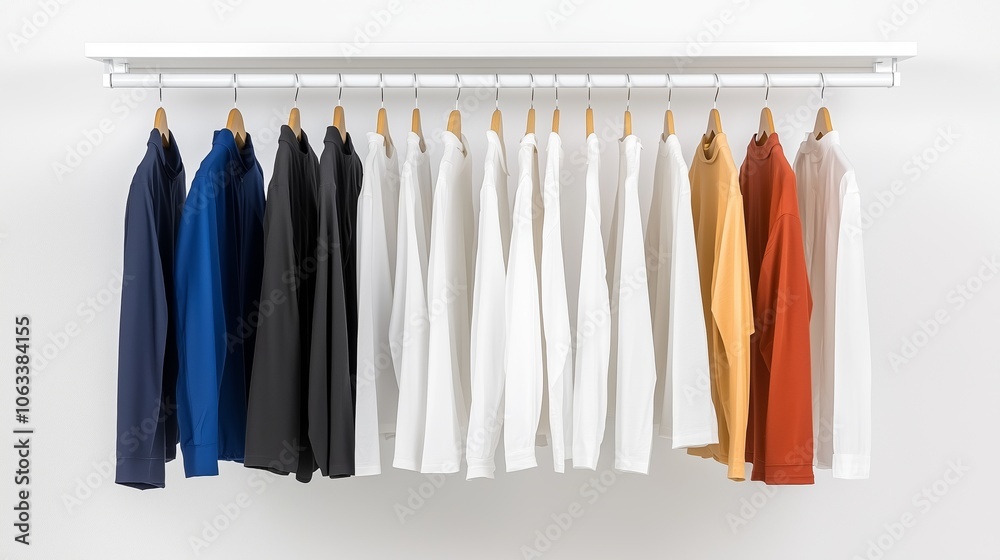 Beautifully organized wardrobe with neutral tones and simple, evoking a minimalist and intentional approach to fashion and living. Beautifully organized wardrobe with neutral tones and simple, evoking a minimalist and intentional approach to fashion and living.