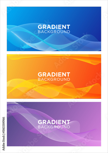 Gradient background in blue, orange and purple with wave variations