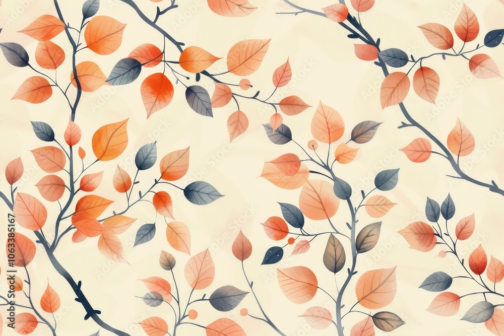 Fototapeta premium Delicate Seamless Pattern of Autumn Leaves