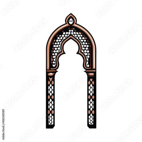 A majestic Islamic arch, adorned with intricate muqarnas, showcasing the architectural brilliance of Islamic art.