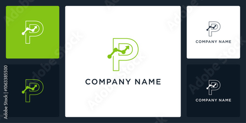 Letter P investment logo and icon editable vector