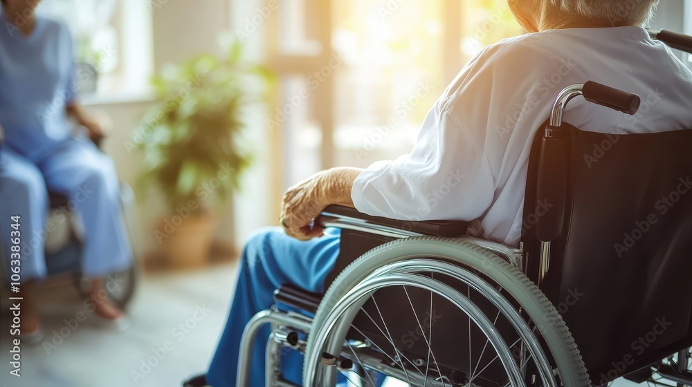 Caregiver Assisting a Patient in a Wheelchair Caregiver Assisting a Patient in a Wheelchair