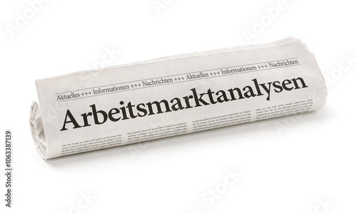 Zeitungsrolle mit der Überschrift Arbeitsmarktanalysen