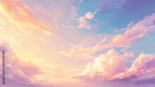 Serene Pastel Cloudscape in Warm Sunlight