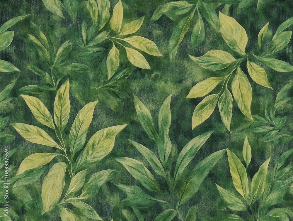 Textured Botanical Wallpaper with Leaf Design Textured Botanical Wallpaper with Leaf Design