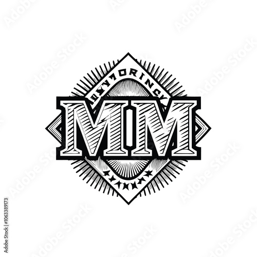 Design a bold and powerful monogram using the letter "M". The design should be visually striking and memorable.