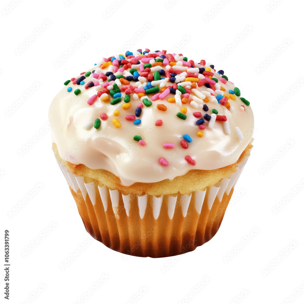 Vanilla Cupcake with Sprinkles and White Frosting Vanilla Cupcake with Sprinkles and White Frosting