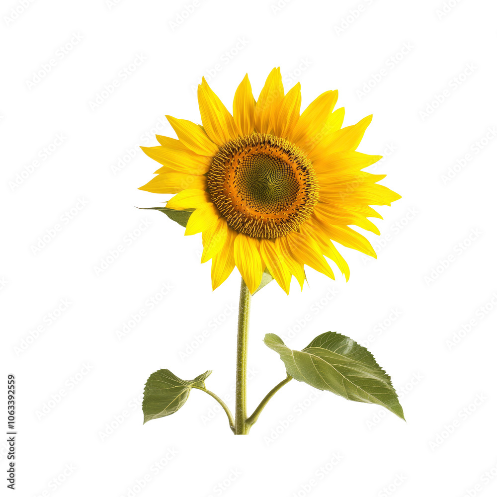 Fototapeta premium Vibrant Yellow Sunflower Isolated on White Background