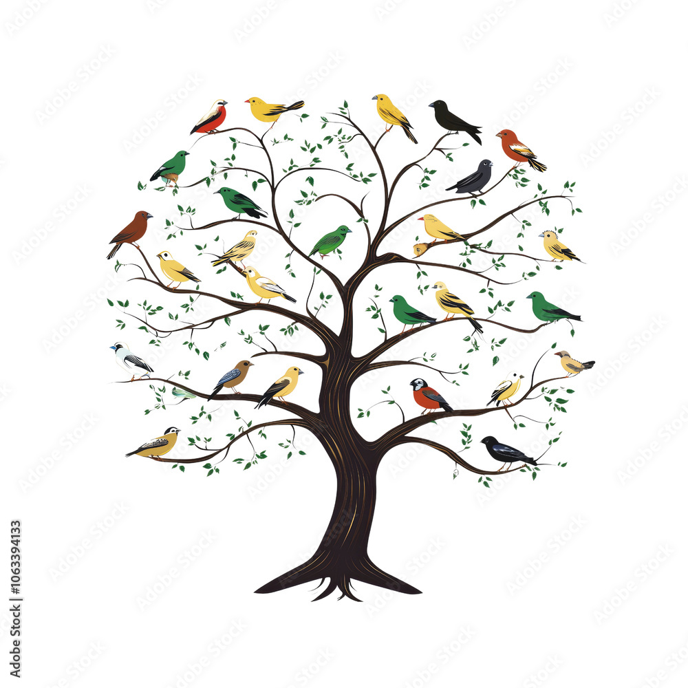Fototapeta premium Colorful Birds on a Tree