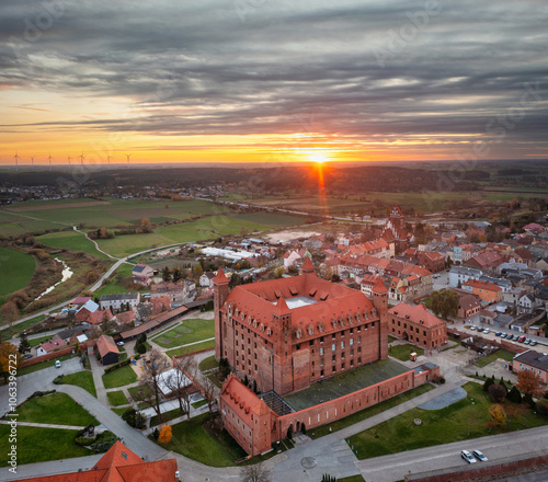 Teutonic castle in Gniew at sunset. Poland