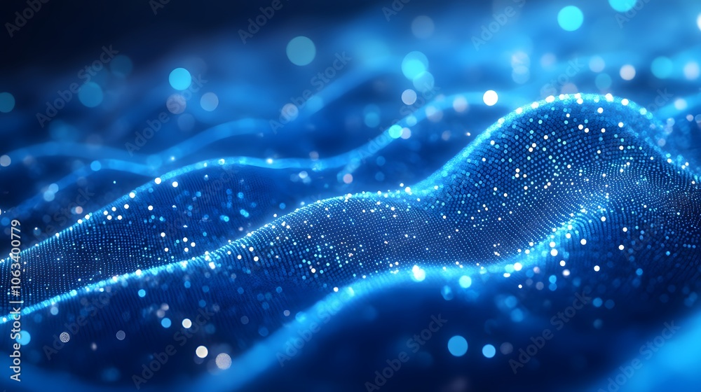 Cybersecurity concept showing digital fingerprint scan on light blue background, featuring binary code texture and futuristic biometric identification with glowing patterns.